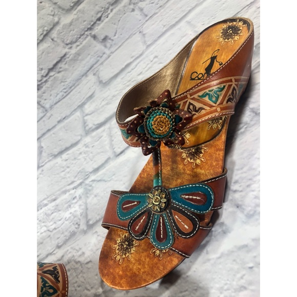 Elite By Corkys Sandals Leather Slide Heel - Picture 7 of 11